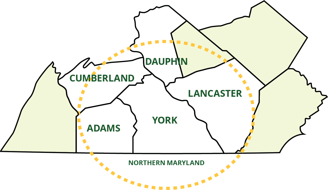 service area york county lancaster county cumberland county dauphin county adams county pa